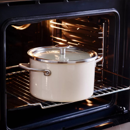 KITCHENAID Steel Core Enamel 3,7 l kremowy - garnek emaliowany z pokrywką