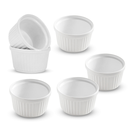 Kokilki / Naczynia do zapiekania ceramiczne FLORINA SOLID BIAŁE 180 ml 6 szt.