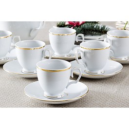 Filiżanki do espresso porcelanowe ze spodkami MARIAPAULA ZŁOTA LINIA 100 ml 6 szt.