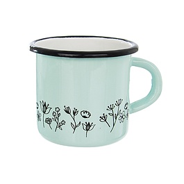 Kubek emaliowany RETRO KWIATY BŁĘKITNY 0,4 l