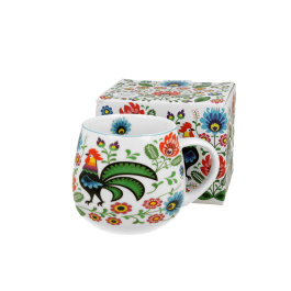 Kubek porcelanowy baryłka DUO KOGUTY FOLK 430 ml