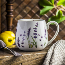 Kubek porcelanowy DUO LAVENDER CLASSIC BIAŁY 430 ml