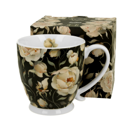 Kubek porcelanowy na stopce DUO THE SECRET GARDEN ENGLISH ROSES BLACK 510 ml