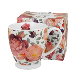 Kubek porcelanowy na stopce DUO THE SECRET GARDEN SPRING ROSES WHITE 510 ml