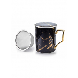 Kubek porcelanowy z zaparzaczem i pokrywką AFFEK DESIGN CRISTIE BLACK CZARNY 400 ml