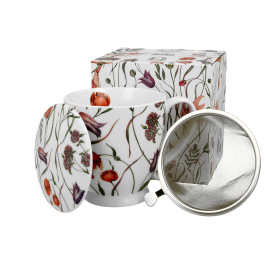 Kubek porcelanowy z zaparzaczem i pokrywką DUO THE SECRET GARDEN FLOWER MEADOW 510 ml