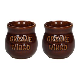 Kubki kamionkowe z uchem do grzanego wina KRYSTYNKA USZKO BRĄZOWE 250 ml 2 szt.