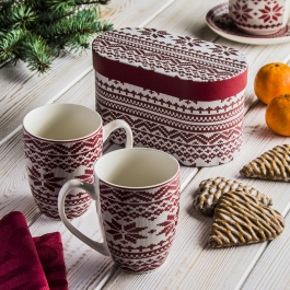 Kubki na dzień babci i dziadka DUO SWETEREK CZERWONE 380 ml 2 szt.
