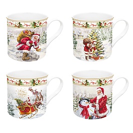 Kubki świąteczne porcelanowe MAGIC CHRISTMAS BIAŁE 300 ml 4 szt.