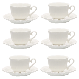 LA PORCELLANA BIANCA Ducale 80 ml 6 szt. - filiżanki do espresso porcelanowe ze spodkami