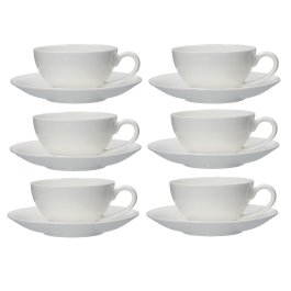 LA PORCELLANA BIANCA Essenziale 220 ml 6 szt. - filiżanki do kawy i herbaty porcelanowe ze spodkami
