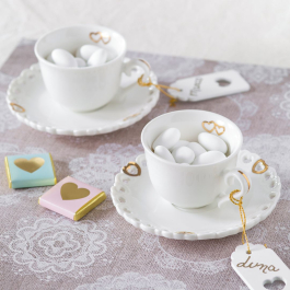 LA PORCELLANA BIANCA Valentino Oro 80 ml 2 szt. - filiżanki do espresso porcelanowe ze spodkami