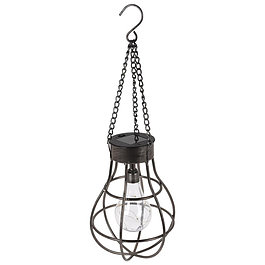 Lampa solarna wisząca ogrodowa metalowa LED INDUSTRIAL CZARNA
