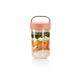 LEKUE Jar To Go 0,6 l jasnoróżowy - pojemnik na żywność plastikowy z miseczką
