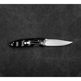 MCUSTA Classic Wave Black Pakka Damascus 8,5 cm - japoński nóż survivalowy składany ze stali damasceńskiej