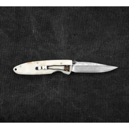 MCUSTA Classic Wave Corian Damascus 8,5 cm - japoński nóż survivalowy składany ze stali damasceńskiej