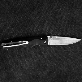 MCUSTA Elite Black Micarta Damascus 8,5 cm - japoński nóż survivalowy składany ze stali damasceńskiej