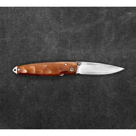 MCUSTA Shinra Emotion 2 Iron wood Damascus 6,5 cm - japoński nóż survivalowy składany ze stali damasceńskiej