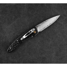 MCUSTA Forge Black Damascus 8,5 cm - japoński nóż survivalowy składany ze stali damasceńskiej