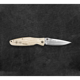 MCUSTA Sengoku White Micarta Damascus 8,5 cm - japoński nóż survivalowy składany ze stali damasceńskiej