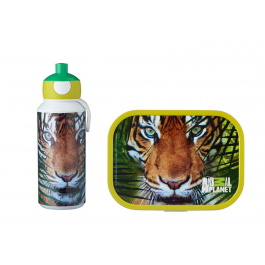 MEPAL Campus Animal Planet Tiger zielony - lunch box / śniadaniówka plastikowa z bidonem