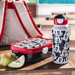 MEPAL Campus Mickey Mouse biało-czarna - lunch box / śniadaniówka plastikowa z bidonem