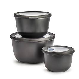 MEPAL Cirqula Nordic Black 6 el. czarne - miski kuchenne plastikowe z pokrywkami