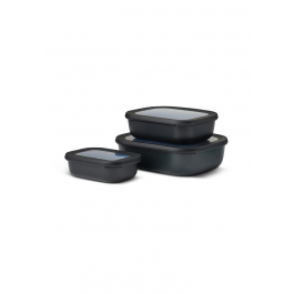 MEPAL Cirqula Oblong Nordic Black 6 el. czarne - miski kuchenne plastikowe z pokrywkami