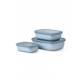 MEPAL Cirqula Oblong Nordic Blue 6 el. niebieskie - miski kuchenne plastikowe z pokrywkami