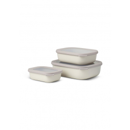 MEPAL Cirqula Oblong Nordic White 6 el. popielate - miski kuchenne plastikowe z pokrywkami