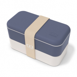 MONBENTO Bento Original Blue Natural 1 l kremowo - niebieski - lunch box / śniadaniówka dwukomorowa plastikowa