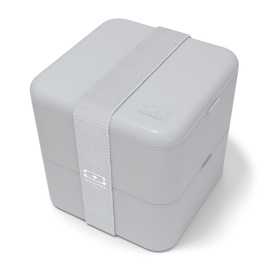 MONBENTO Bento Square Grey Coton 1,7 l - lunch box / śniadaniówka dwukomorowa plastikowa