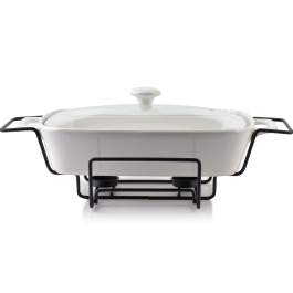 Naczynie kamionkowe z pokrywką i podgrzewaczem MODERN KITCHEN 2,1 l
