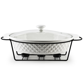 Naczynie kamionkowe z pokrywką i podgrzewaczem MODERN KITCHEN 2,6 l