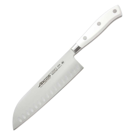Nóż japoński Santoku ze stali nierdzewnej ARCOS ROVIERA WHITE 18 cm