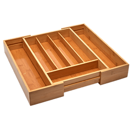 Organizer / Wkład do szuflady na sztućce bambusowy rozsuwany TADAR BAMBU SIETE 28,5-45 x 32 cm