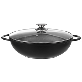 Patelnia / Wok nieprzywierający z pokrywką GRANDE LID GRAFITOWA 32 cm