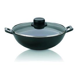 Patelnia / Wok żeliwny z pokrywką KELA MINI CZARNY 24 cm (5 el.)
