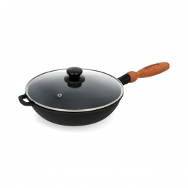 Patelnia żeliwna z pokrywką MAYSTERNYA WOOD 26 cm