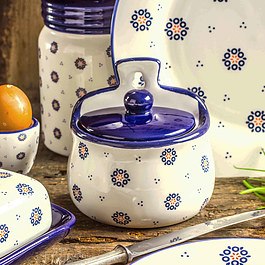 Pojemnik na sól i cukier wiszący ceramiczny FOLKLOR KÓŁKA KREMOWY 0,4 l