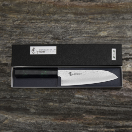 SAKAI TAKAYUKI Nanairo Green 17 cm - nóż japoński Santoku ze stali damasceńskiej