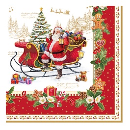 Serwetki papierowe dekoracyjne CHRISTMAS MEMORIES BIAŁO-CZERWONE 20 szt.