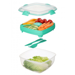 SISTEMA To Go Salad 1,1 l - lunch box / śniadaniówka plastikowa ze sztućcami