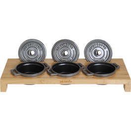 STAUB - deska do serwowania 3 mini cocotte drewniana