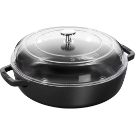 STAUB 28 cm - patelnia żeliwna do serwowania z dwoma uchwytami i pokrywką