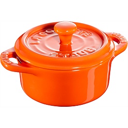 STAUB Gift Giving 200 ml pomarańczowa - owalna kokilka ceramiczna z pokrywką