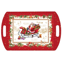 Taca z melaminy CHRISTMAS MEMORIES CZERWONO-BIAŁA 52 x 35 cm