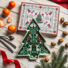 Talerz / półmisek świąteczny choinka porcelanowy EASY LIFE CHRISTMAS FOLK 25 x 20 cm