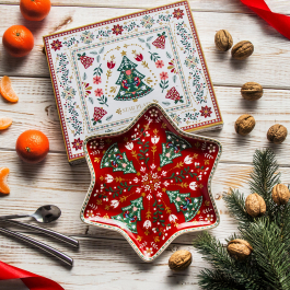 Talerz / półmisek świąteczny porcelanowy EASY LIFE CHRISTMAS FOLK 22 cm