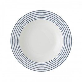 Talerz obiadowy głęboki porcelanowy LAURA ASHLEY CANDY STRIPE BIAŁY 22 cm